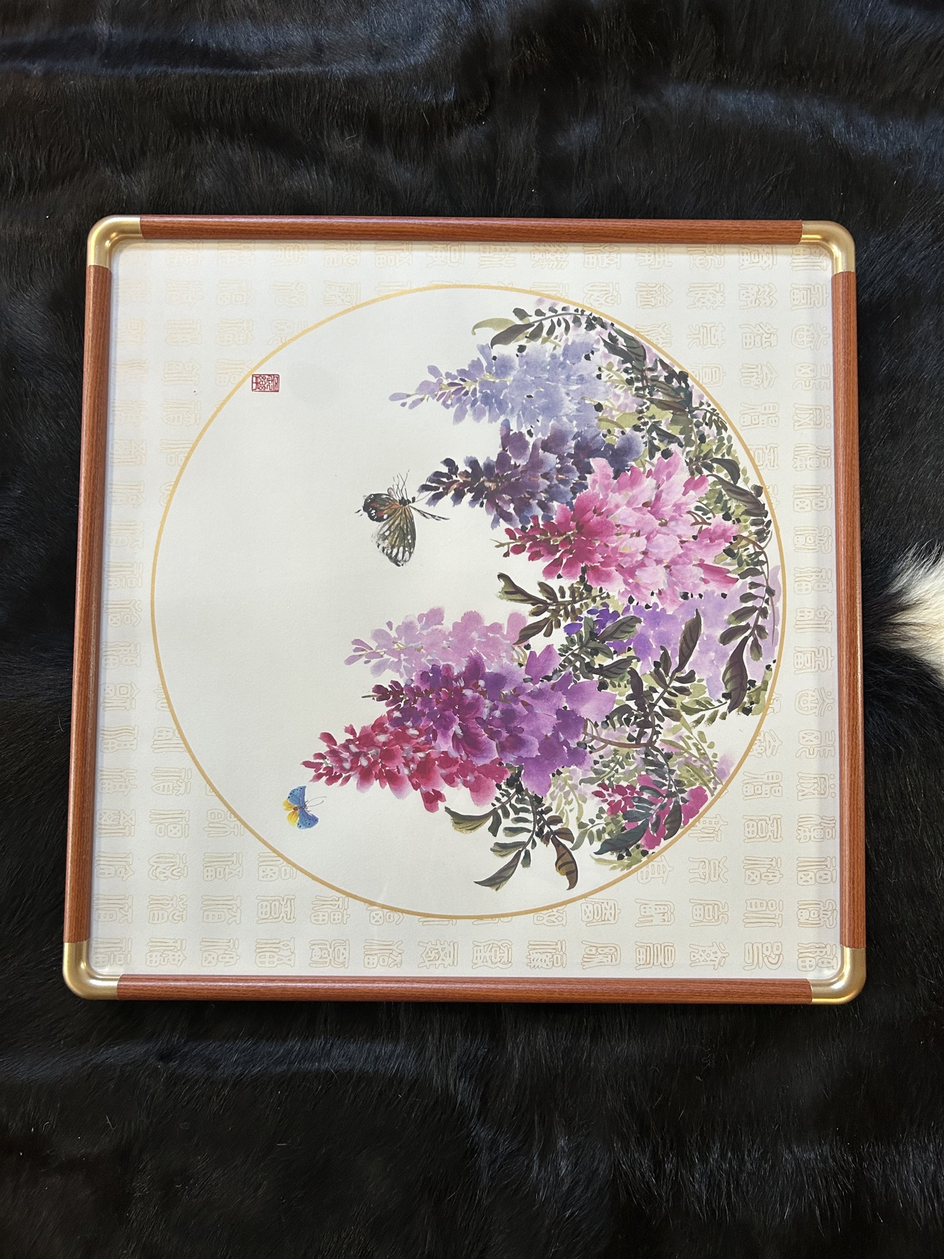 Wisteria & Butterflies — actual framed painting