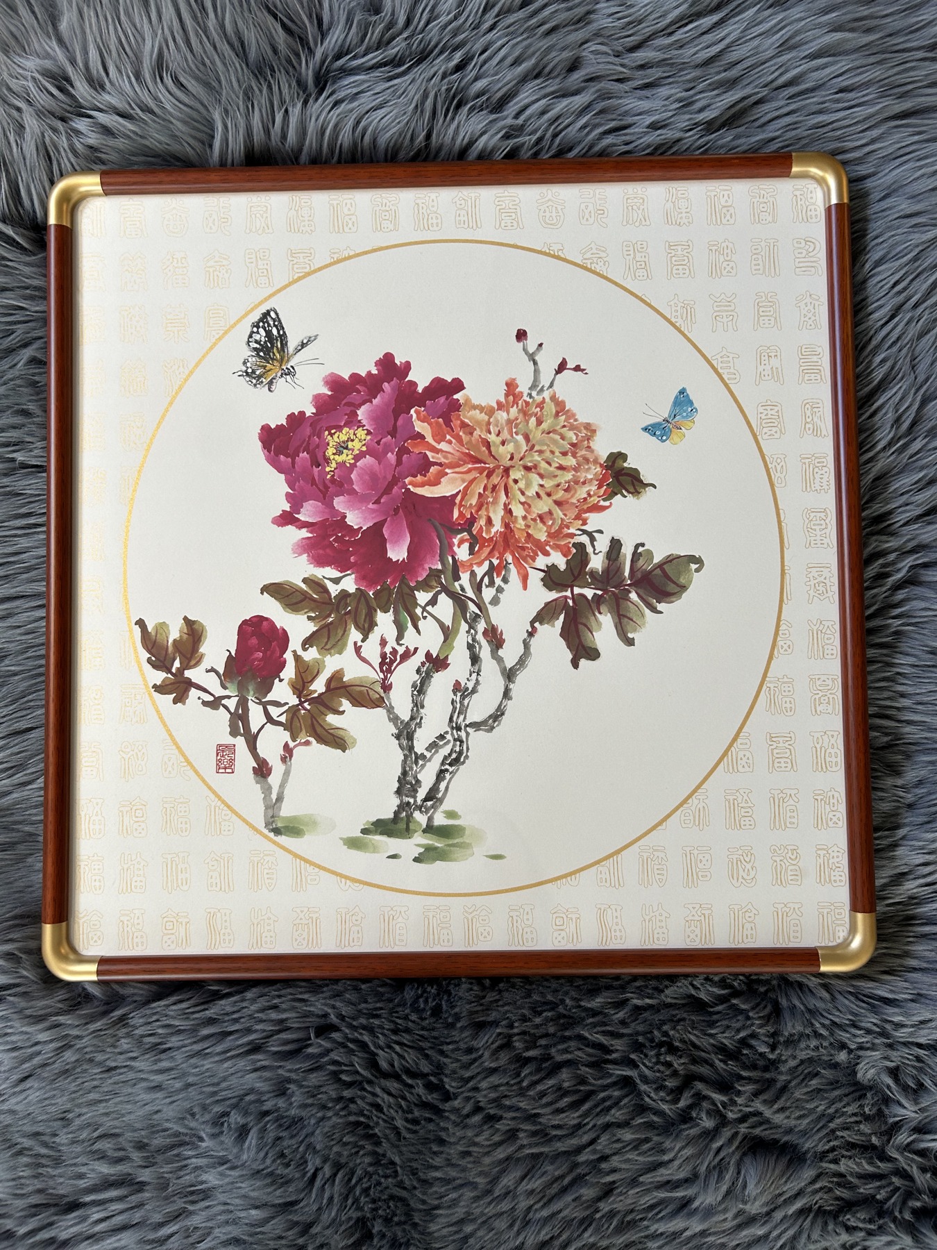 Red & Orange Peonies — actual framed painting