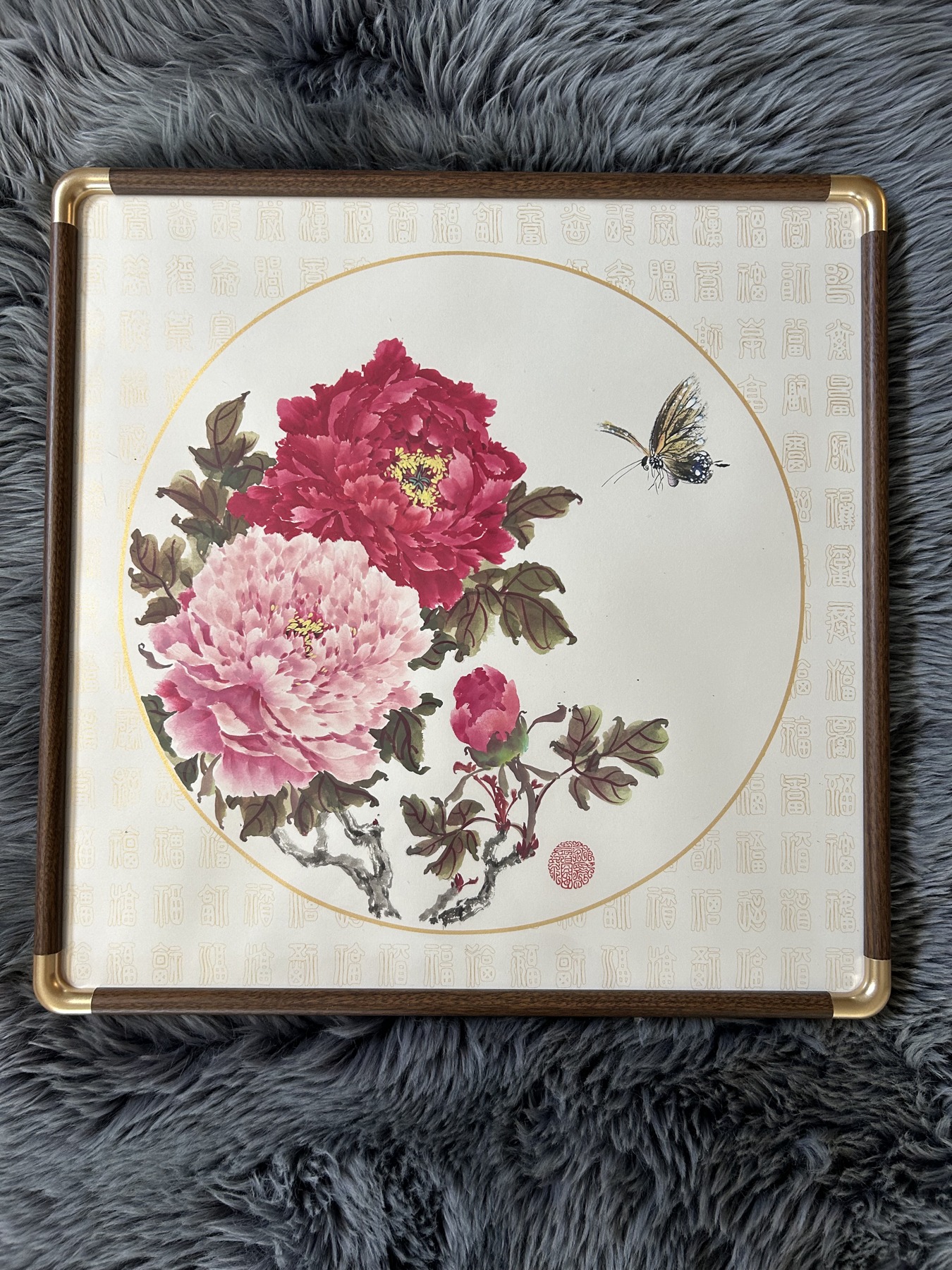 Pink & Crimson Peonies — actual framed original painting