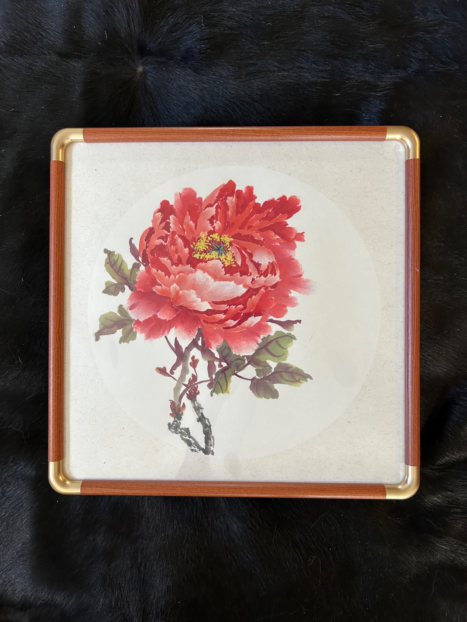 Crimson Peony — actual framed painting