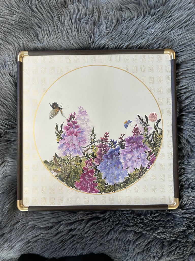 Blue & Violet Wisteria — actual framed painting